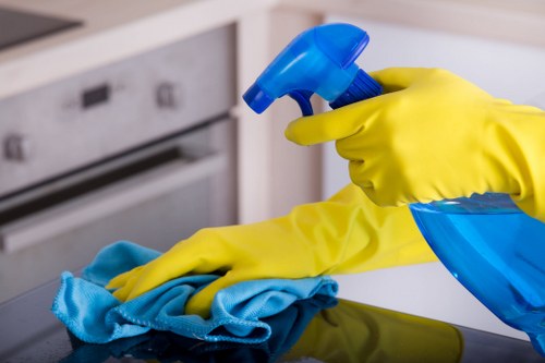 Carpet cleaning team preparing safe equipment in Hackney