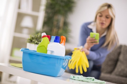 Commercial cleaning team working in a Hackney office interior